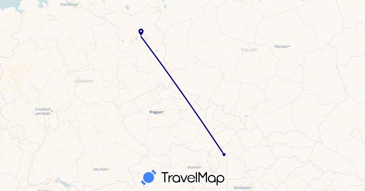 TravelMap itinerary: driving in Germany, Slovakia (Europe)